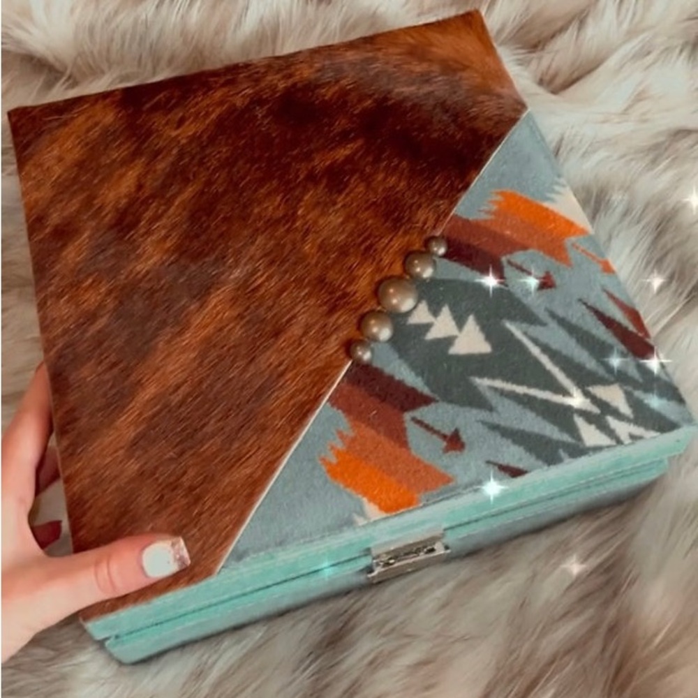 Pendleton Brown and Blue Patterned jewelry box